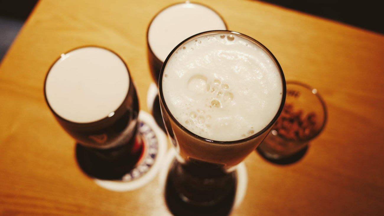 high angle view of drink on table