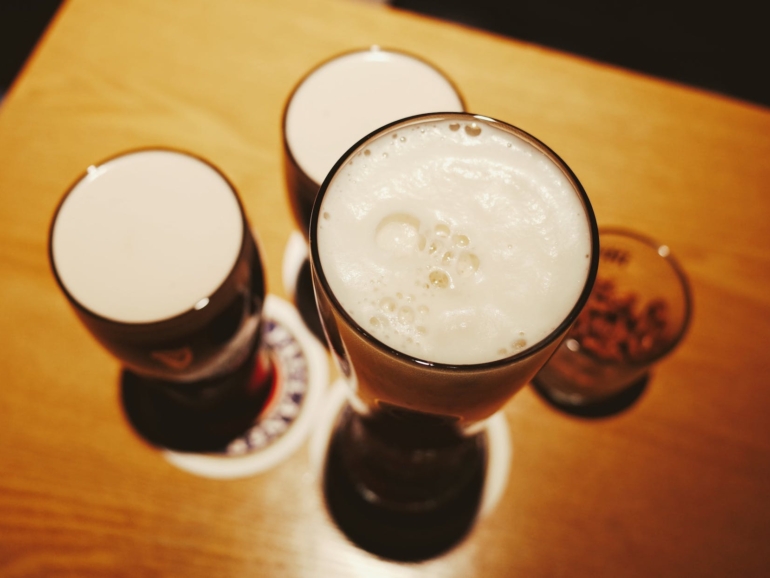 high angle view of drink on table